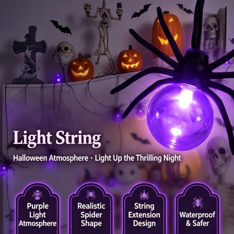 Outdoor Lighting Decoration - Lampu LED Bentuk Laba-laba Bertenaga Baterai,