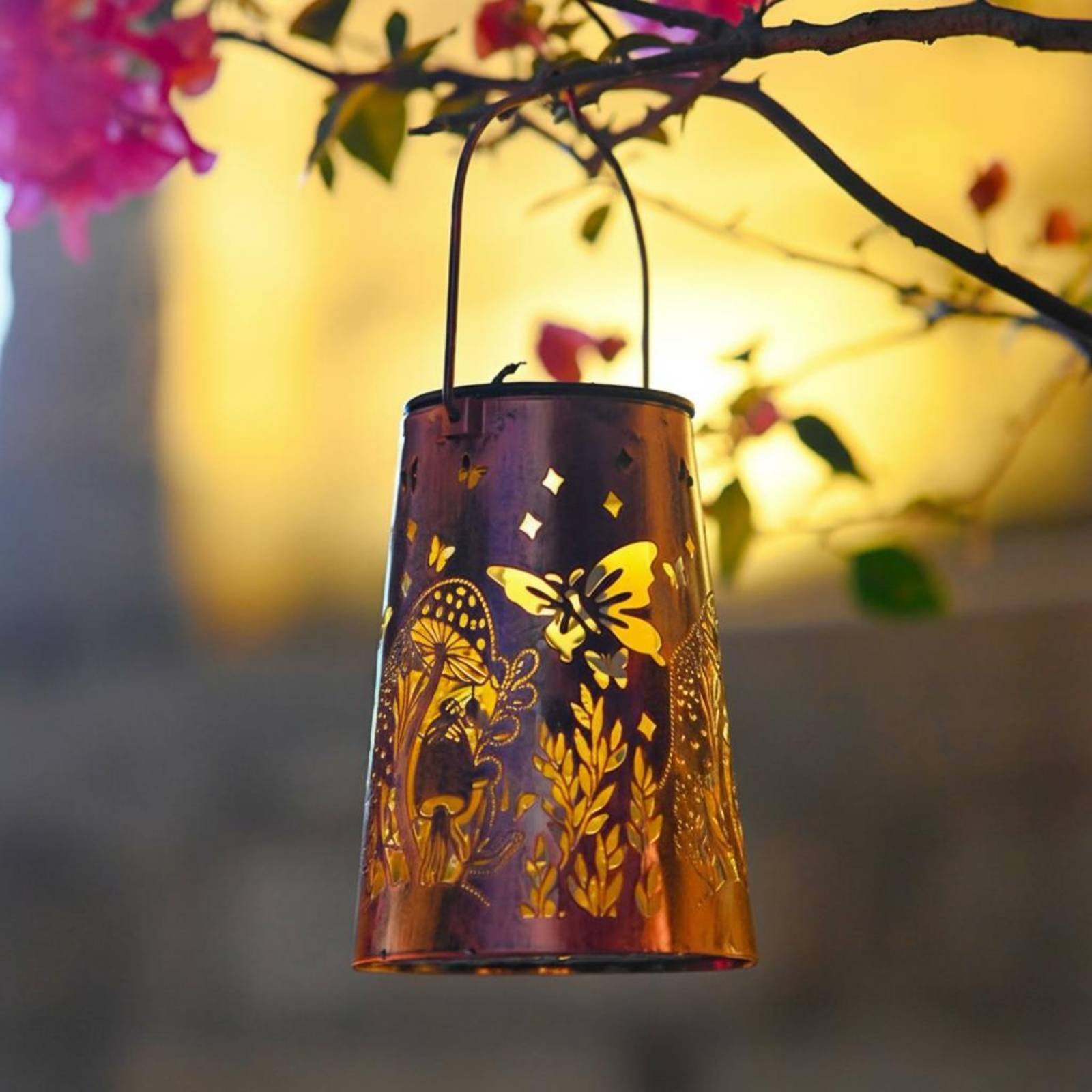 Solar Lantern Hanging - Lampu Taman Motif Bunga, Lampu Taman