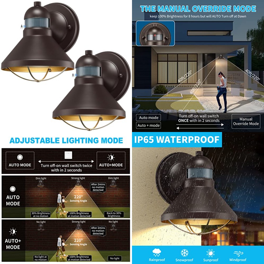 Outdoor Lighting With Motion Sensor - 2 Paket Lampu Dinding LED Sensor