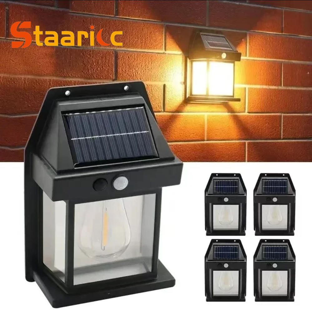 Outdoor Lighting With Motion Sensor - Lampu Dinding Tenaga Surya Tungsten Luar