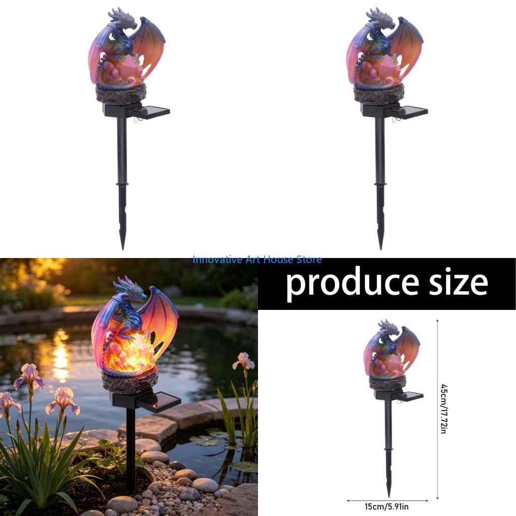 Outdoor Lighting Accent - E1PC Patung Lampu Taman Naga Resin